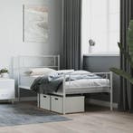 vidaXL Bedframe met hoofd- en voeteneinde metaal wit 80x200, Verzenden