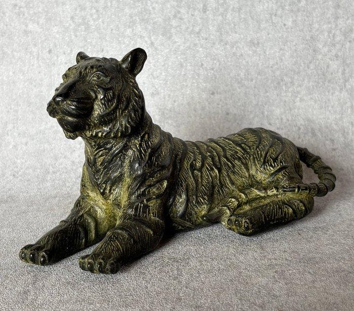 Beeld, Tijger (Zonder Minimumprijs) - 10.5 cm - Brons, Antiquités & Art, Curiosités & Brocante