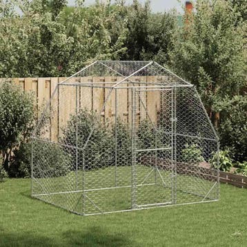 vidaXL Kippenren 2,5x2x2,25 m gegalvaniseerd staal, Verzenden