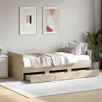 vidaXL Slaapbank met lades zonder matras 100x200cm sonoma, Verzenden