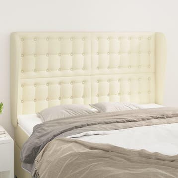 vidaXL Hoofdbord met randen 147x23x118/128 cm kunstleer, Verzenden