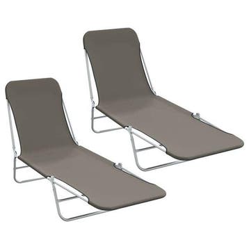 Lot 2 chaises longues gris pour jardin - Retour client ve..., Verzenden