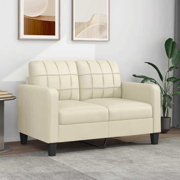 vidaXL Tweezitsbank / zetel 120 cm kunstleer crèmekleurig, Verzenden
