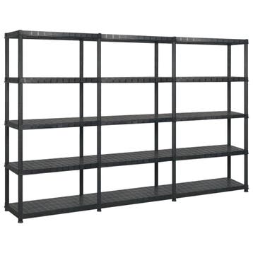 vidaXL Opbergrek 5-laags 255x40x185 cm kunststof zwart, Huis en Inrichting, Verzenden, Nieuw