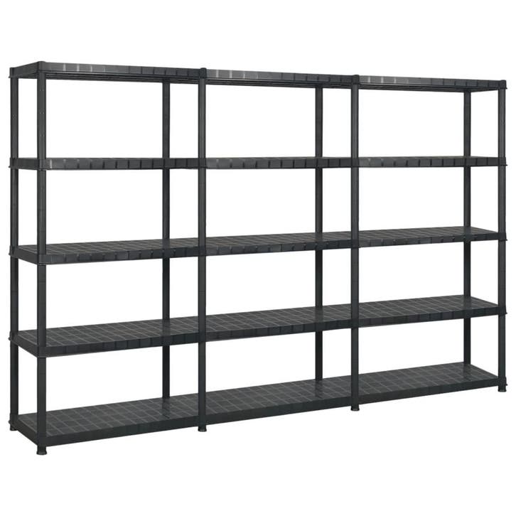 vidaXL Opbergrek 5-laags 255x40x185 cm kunststof zwart, Huis en Inrichting, Kasten | Stellingkasten, Nieuw, Verzenden