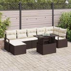 vidaXL Tuinbank Set met opslag 8 pcs Bruin Poly rattan, Verzenden, Nieuw