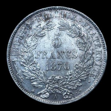 Frankrijk. 5 Francs 1870-A Cérès (Zonder minimumprijs), Postzegels en Munten