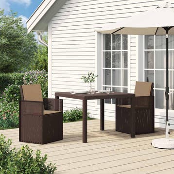 vidaXL Tuin Eettafel Set 3 st Bruin en Taupe PP, Verzenden, Nieuw