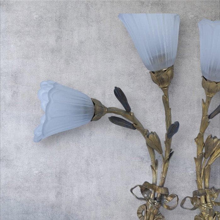 Applique murale (2) - Bronze, Verre, Antiek en Kunst, Curiosa en Brocante