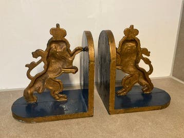 Boekensteunen (2) - rampant lions - Gietijzer - Gietijzer