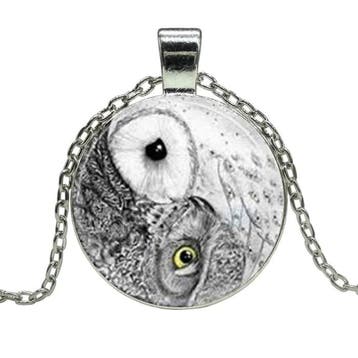 Fako Bijoux - Ketting - Cabochon - Yin Yang - Uilen, Handtassen en Accessoires, Kettingen, Verzenden, Nieuw