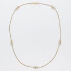 Halsketting - 18 karaat Geel goud - Parel, Handtassen en Accessoires, Kettingen, Nieuw