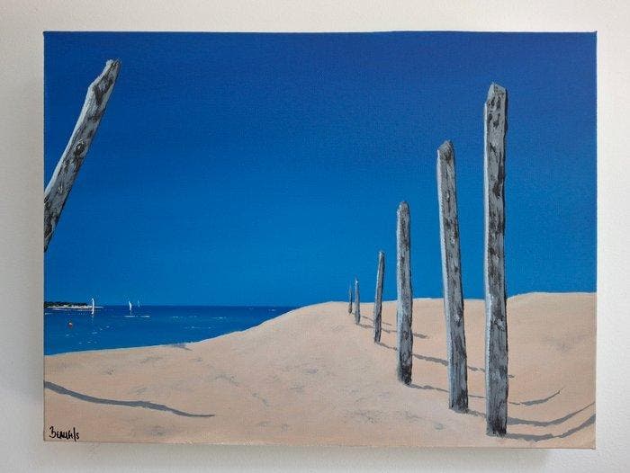 Cyril Beaufils (XX) - Depuis les dunes, Antiquités & Art, Art | Peinture | Classique