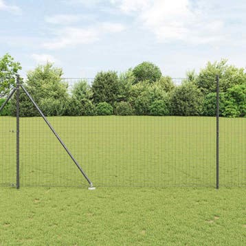 vidaXL Hekpaal met grondpen 26 st Grijs Gepoedercoat staal, Verzenden, Nieuw