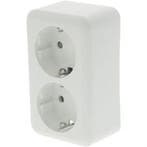 Q-LINK Dubbel Wandcontactdoos Opbouw Polarwit - Veilig LED T, Doe-het-zelf en Bouw, Elektriciteit en Kabels, Verzenden, Nieuw