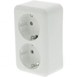 Q-LINK Dubbel Wandcontactdoos Opbouw Polarwit - Veilig LED T, Verzenden, Nieuw