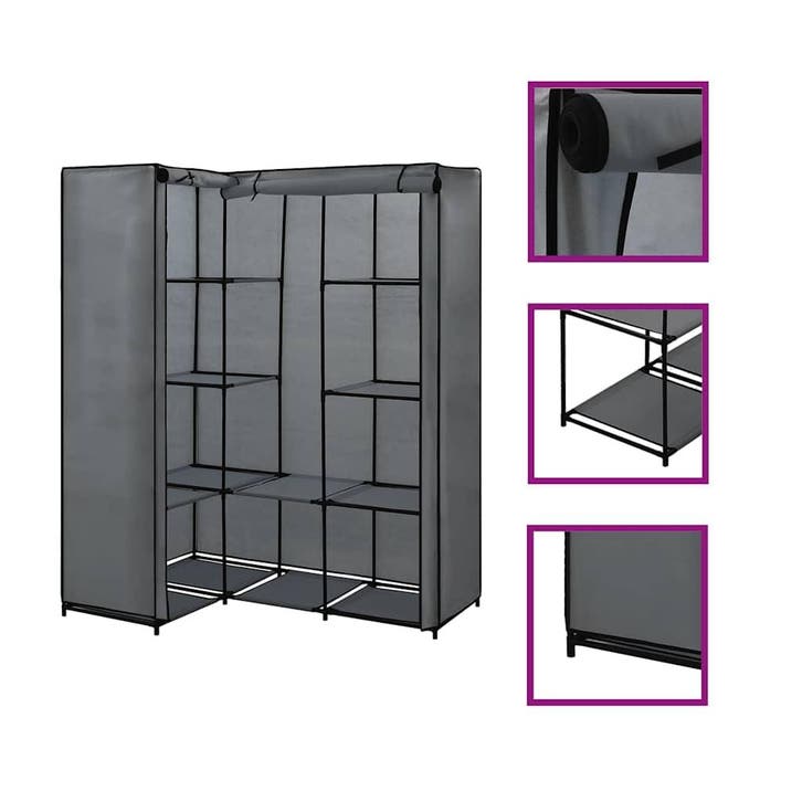 vidaXL Hoekkledingkast 130x87x169 cm grijs, Huis en Inrichting, Kasten | Kleerkasten, Nieuw, Verzenden