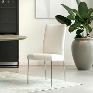 Leren eetkamerstoel Comfort - Toledo Bianco (gebroken wit), Huis en Inrichting, Stoelen, Wit, Nieuw, Leer, Ophalen of Verzenden