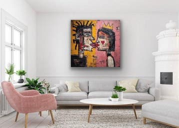 Eric Brumette - KISS ME LIKE BASQUIAT 50- Toile L - Limited, Antiek en Kunst