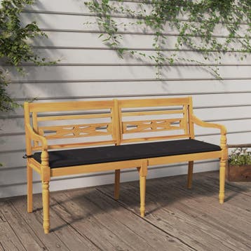 vidaXL Bankje Batavia met antracietkleurig kussen 150 cm, Verzenden, Nieuw