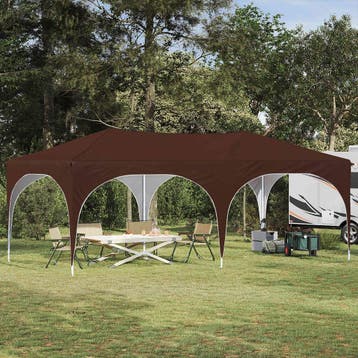 vidaXL Pop-up Feesttent 575 x 288 x 245 cm Bruin Oxford Stof, Verzenden, Nieuw