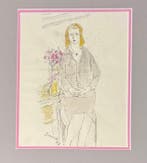 Corneille (1922-2010) - Portrait au bouquet de fleurs, Antiek en Kunst