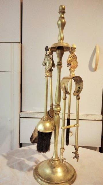 Accessoire de cheminée (5) - Chevaux - Laiton - Valet bronze