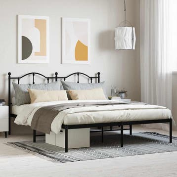 vidaXL Bedframe met hoofdbord metaal zwart 160x200 cm, Verzenden, Nieuw