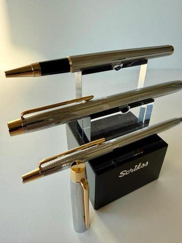 Scrikss - 3er-Set Venus 722W Luxus Bicolor (Chrom & 23k, Verzamelen, Pennenverzamelingen, Nieuw