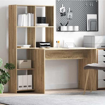 vidaXL Bureau met plank Sonoma Eik 138,5 x 55 x 143 cm, Verzenden, Nieuw