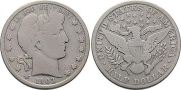 1/2 Dollar 1903 Vereinigte Staaten von Amerika Barber Hal..., Verzenden