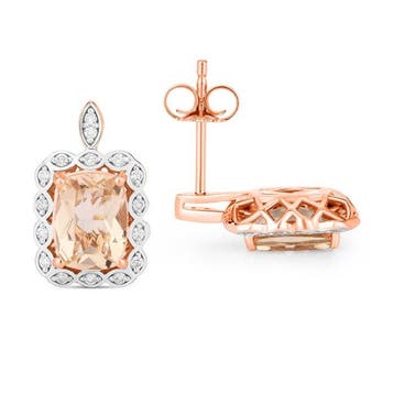 Oorbellen - 14 karaat Roségoud - 2.27ct. tw. Morganiet -, Nieuw