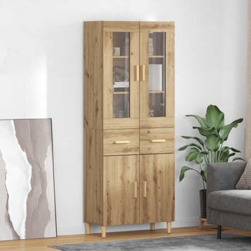 vidaXL Highboard Artisan Eiken 69,5 x 34 x 180 cm Bewerkt, Verzenden, Nieuw