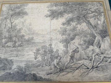 School of Nicolaes Berchem (1620-1683) - Paysage boisé avec