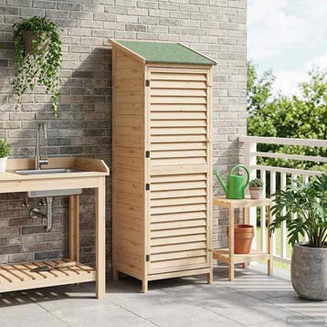vidaXL Tuin Shed met dak Naturel 59 x 56 x 176 cm Massief, Verzenden, Nieuw