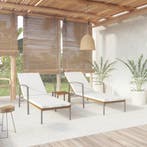 vidaXL Ligbedden 2 st met tafel poly rattan bruin, Tuin en Terras, Verzenden, Nieuw