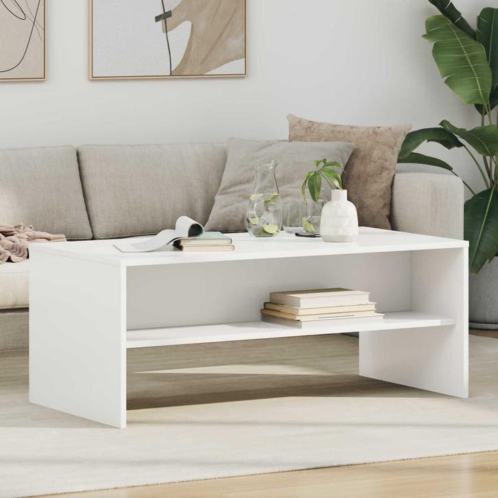 vidaXL Salontafel Wit 100 x 50 x 40 cm Bewerkt hout, Maison & Meubles, Tables | Tables de salon, Envoi