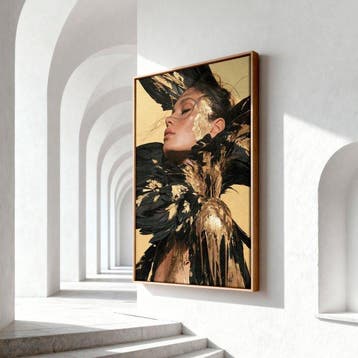 Iconica - Black Feathers and Molten Gold - unique 1/1 XXL, Antiek en Kunst