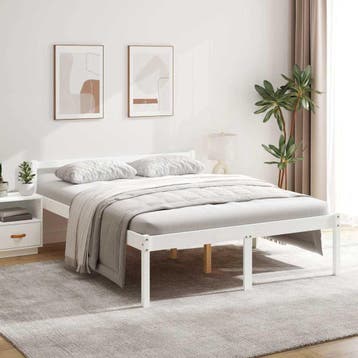 vidaXL Seniorenbed massief grenenhout wit 160x200 cm, Verzenden, Nieuw