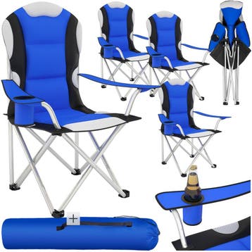 Kampeerstoel bekleed - blauw, Set van 4, Verzenden, Nieuw