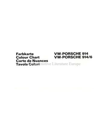 1969 VW-PORSCHE 914 & 914/6 KLEURENKAART BROCHURE, Ophalen of Verzenden