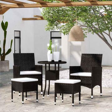 vidaXL 5-delige Loungeset poly rattan zwart, Verzenden, Loungeset
