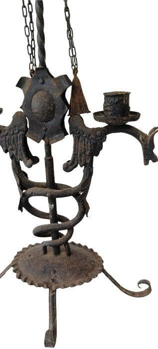 Kandelaber - IJzer - Prachtige kroonlantaarn, Antiek en Kunst