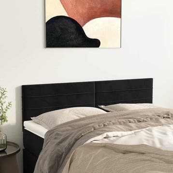 Hoofdborden 2st fluweel | Tweede kansje | OP = OP, Verstelbaar, 70 cm of minder, Verzenden, Zwart