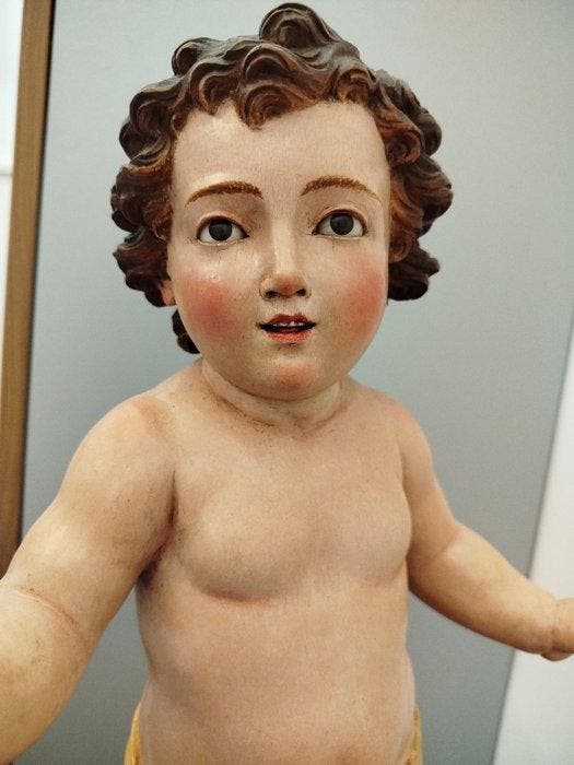 Beeld, Gesù Bambino - 46.5 cm - Hout, Antiek en Kunst, Kunst | Niet-Westerse kunst