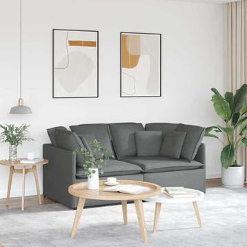 vidaXL Modulaire bank / zetel met kussens stof donkergrijs, Huis en Inrichting, Verzenden, Nieuw