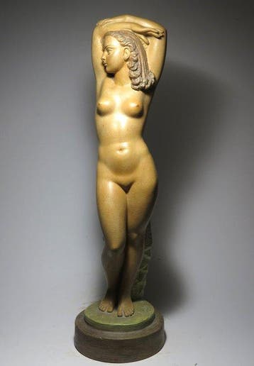József Gondos (1909-1987) - sculptuur, Art Deco Lady( 52cm)