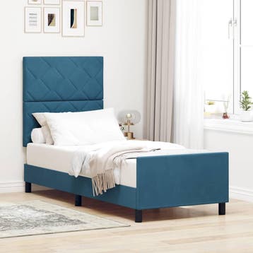 vidaXL Boxspring bed met hoofdeinde Donkerblauw 80 x 200 cm, Verzenden, Nieuw