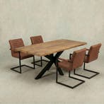 Mangohouten Eettafel Rechthoek Donald 280x120 cm (6cm), Huis en Inrichting, Tafels | Eettafels, Verzenden, Nieuw, Industriële meubels