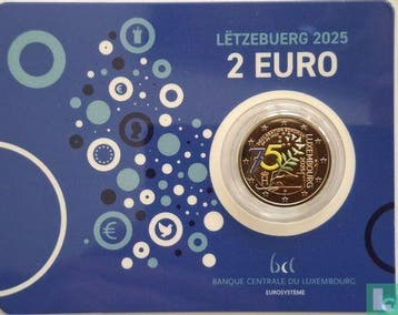 Luxemburg 2 euro 2025 (coincard - gekleurd) 75th Anniver..., Verzenden, Luxemburg, 2 euro, Losse munt